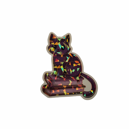 Holographic Cat Book Decal MEDIUM